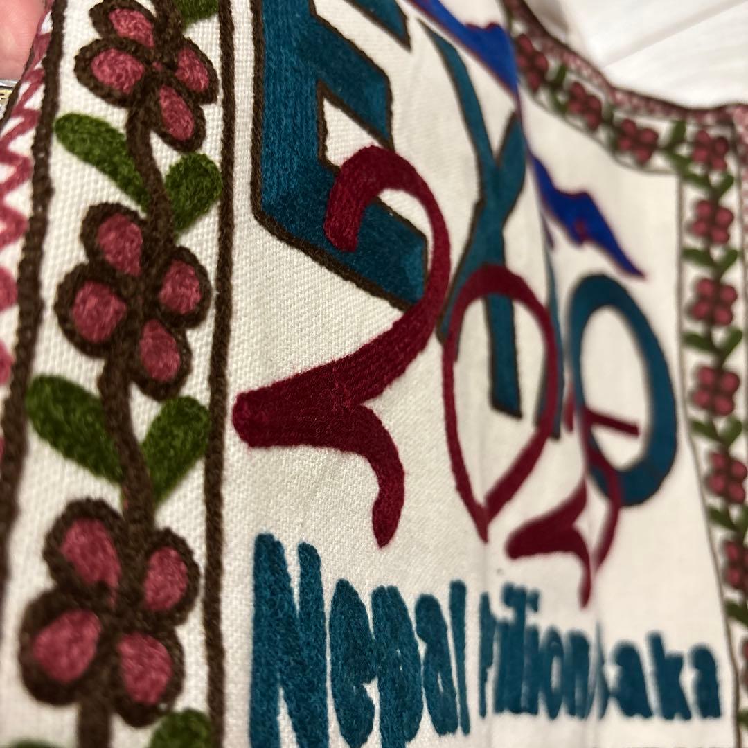 ネパール 万博 トートバッグ 貴重なネパール羊毛 起毛刺繍 ヒマラヤ