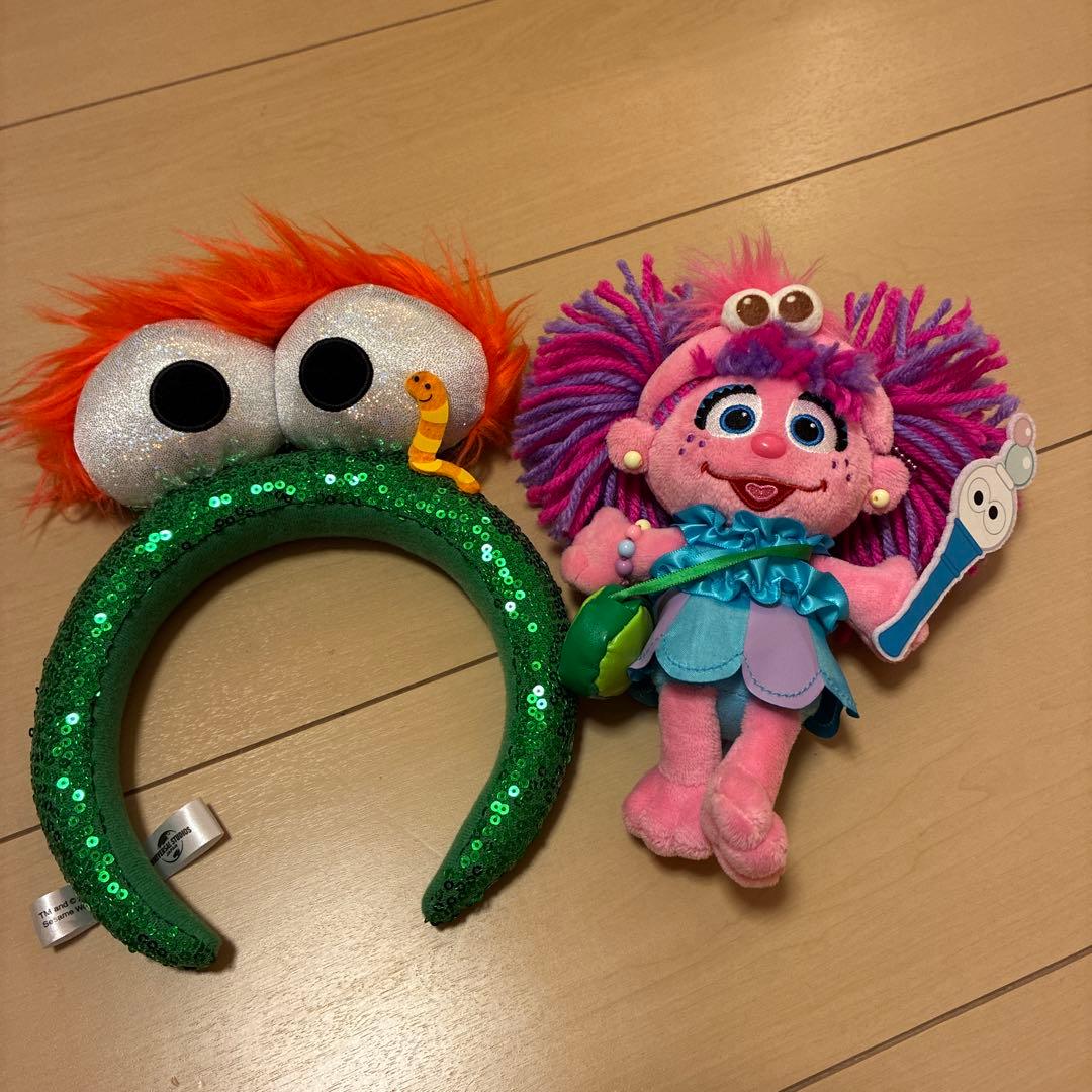 USJ セサミストリート カチューシャとアビー・カダビーぬいぐるみ