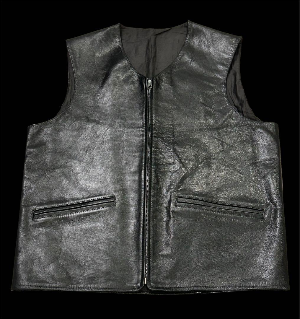 UNKNOWN レザー ベスト ジップ LAMPO 193V schott 54 - メルカリ