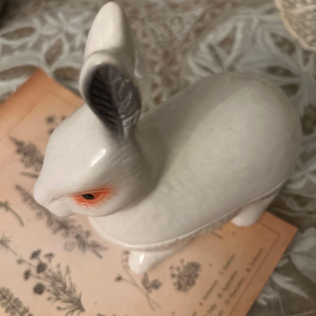 ミニ！フランスアンティークうさぎテリーヌポットバニーラビットミシェル・コーガン フランスから届いたうさぎ型のアンティークテリーヌポット、Michel