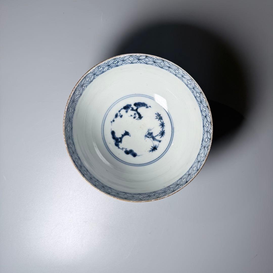 古伊万里 染錦輪花形七寸皿 変形八角向付 草花文丼 江戸期〜明治 古陶