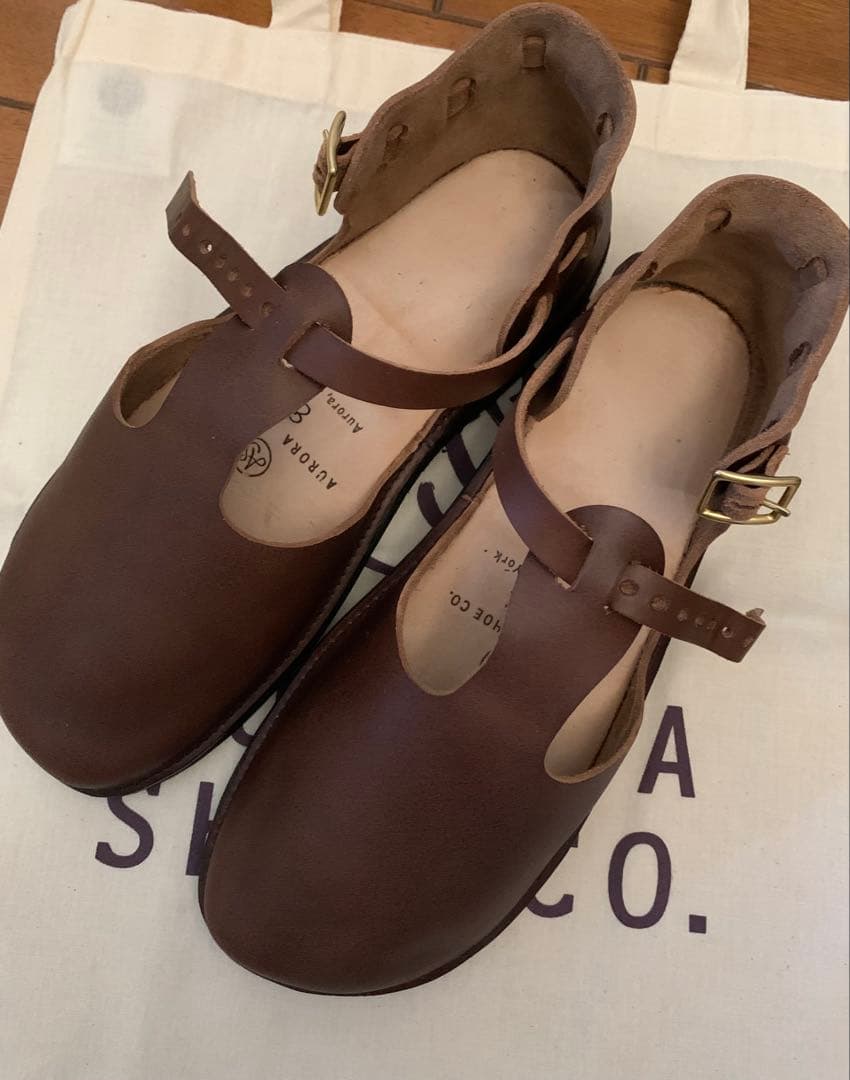 AURORA SHOES　オーロラシューズ　 T-Strap 25cm ブラウン AURORA SHOES[オーロラシューズ]T-Strap << MIDLAND SHIP