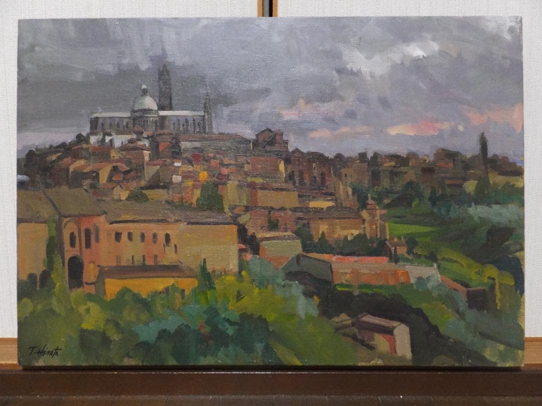 ☆油彩画☆平田鉄男 「スペインエステーリャ サン・ミゲル教会