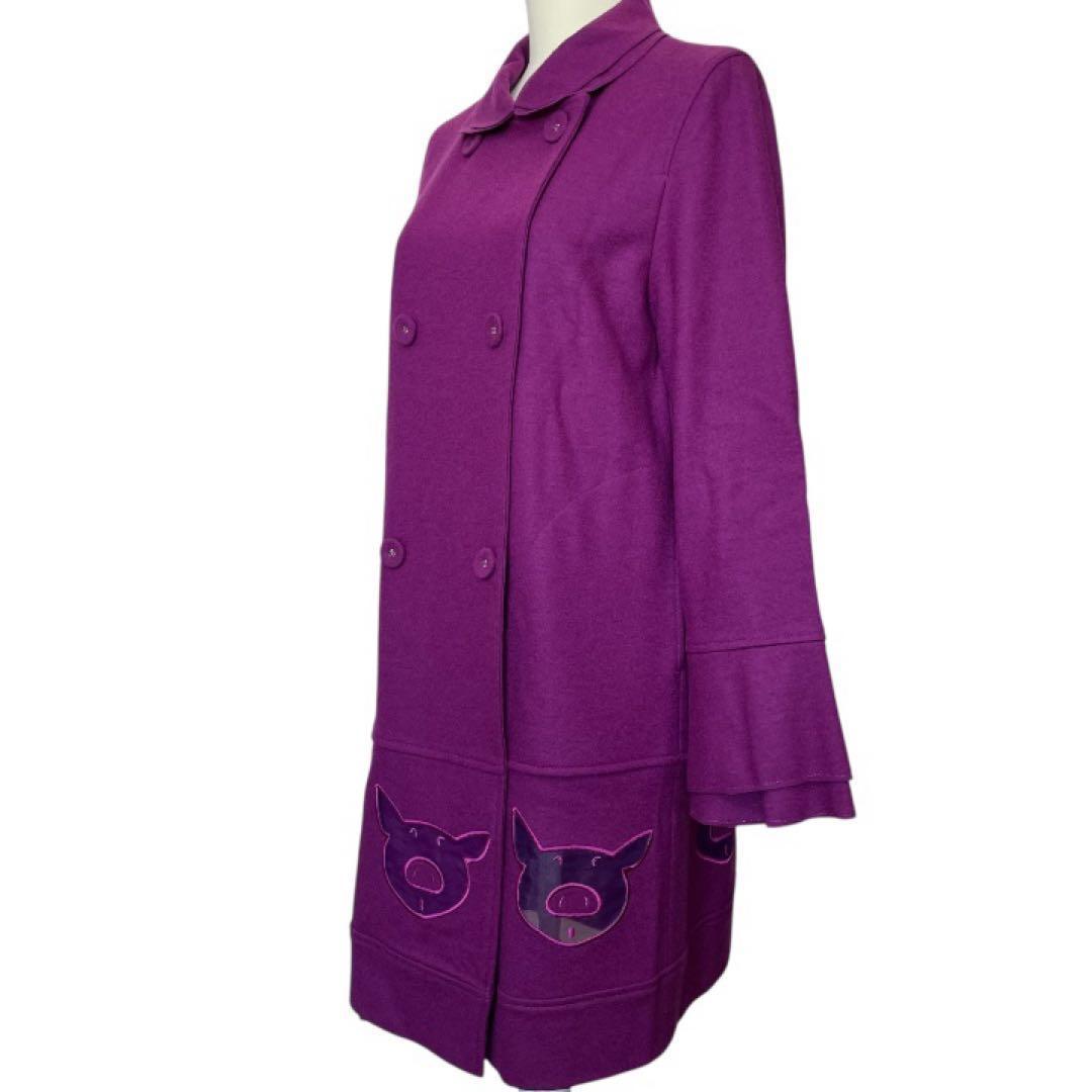 オレボレブラ ウール100% エリ 袖二重仕立て ダブルコート パープル系