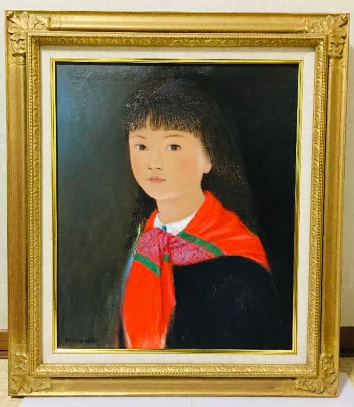 赤いスカーフ　油絵　F8（455×380mm） 38×46㎝「西洋式テーブルA」F8・原画・油彩 | iichi 日々の暮らしを