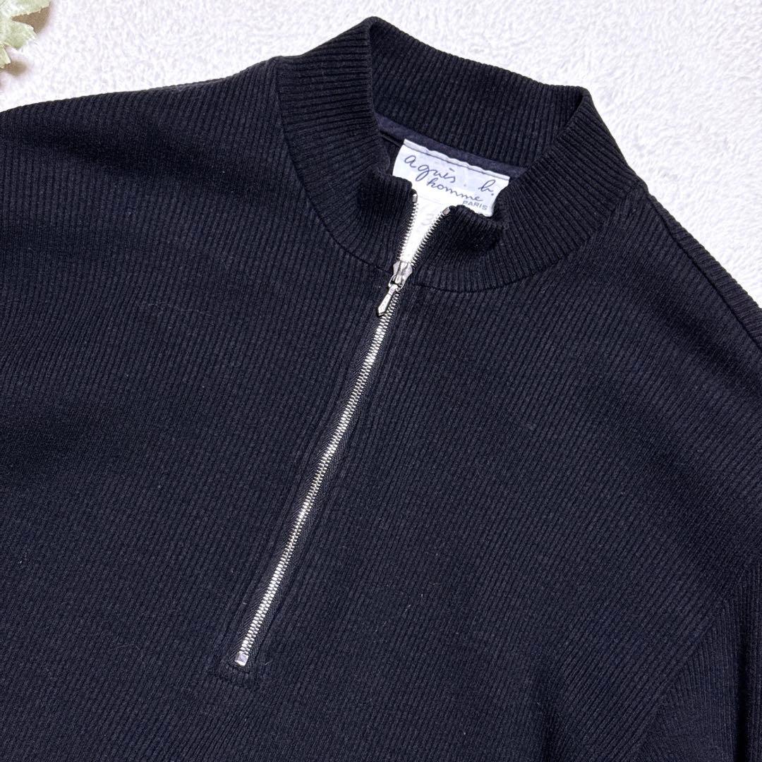 90s【美品】アニエスベーオム ハーフジップ ドライバーズニット