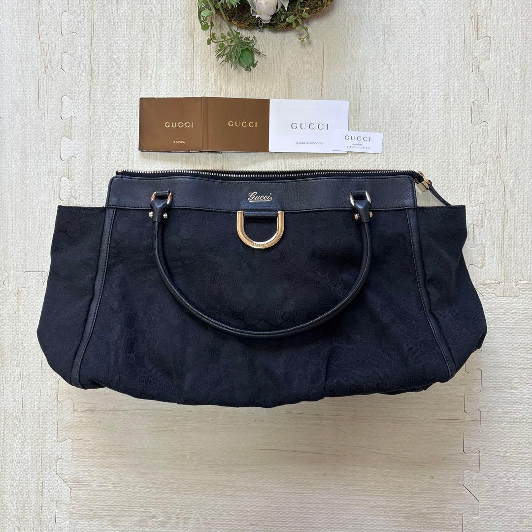 GUCCI グッチ　レザー×キャンバス地　ゴールド金具 GUCCI(グッチ) GG canvas leather handbag GG キャンバス レザー