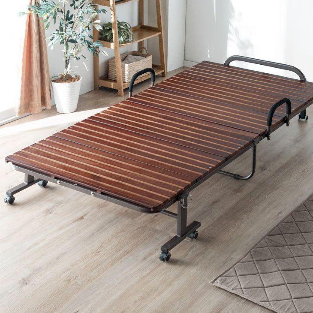 タンスのゲン 折りたたみベッド 耐荷重300kg TB33オリオン シングル] 折りたたみベッド 桐すのこ 33枚 キャスター付き *オリオン