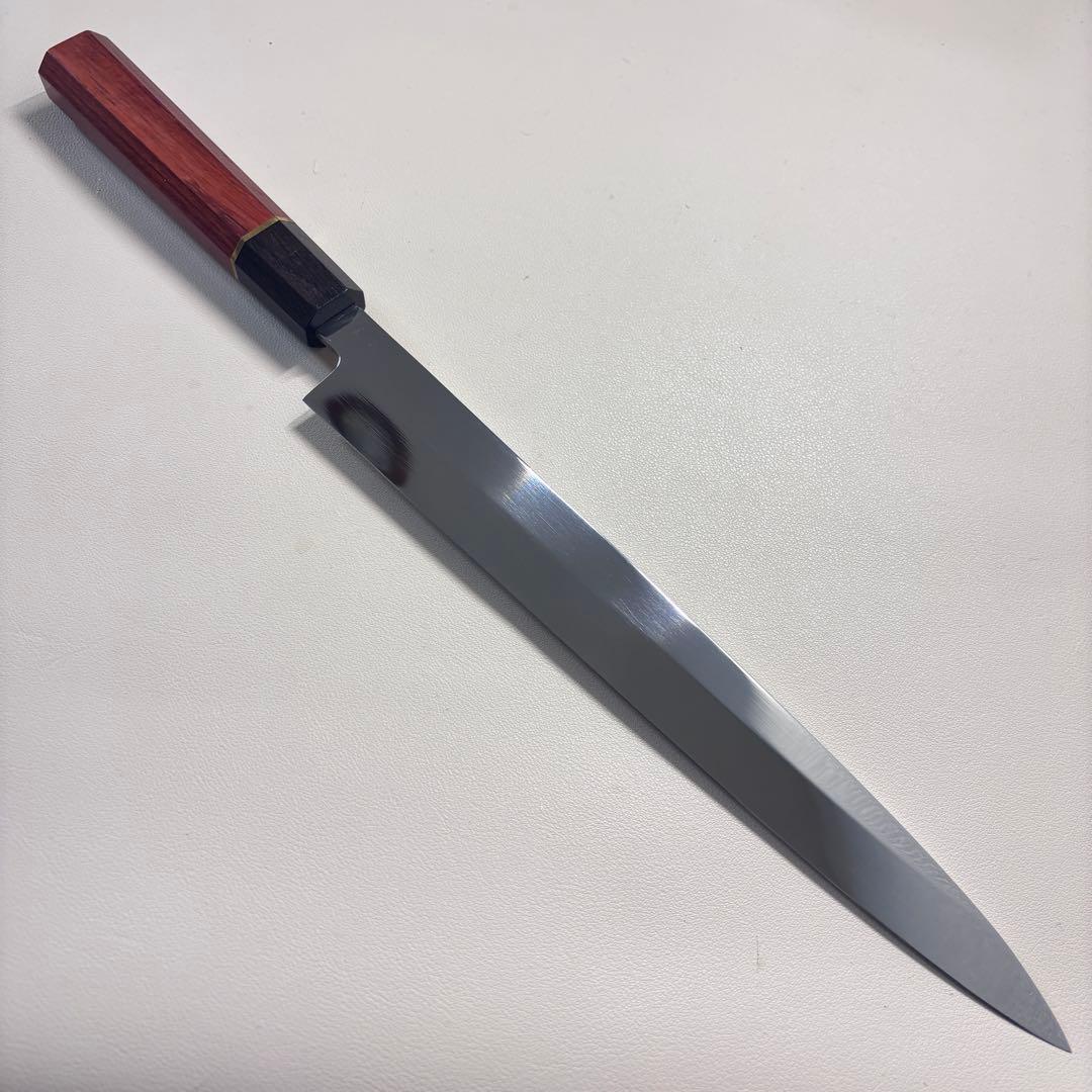 柳刃包丁 9寸 270mm 鏡面 柳刃包丁 鏡面　八角柄 刺身包丁~ 楽天市場】切付柳刃包丁 9寸（刃渡り270mm）通常鏡面仕上げ 本刃付け