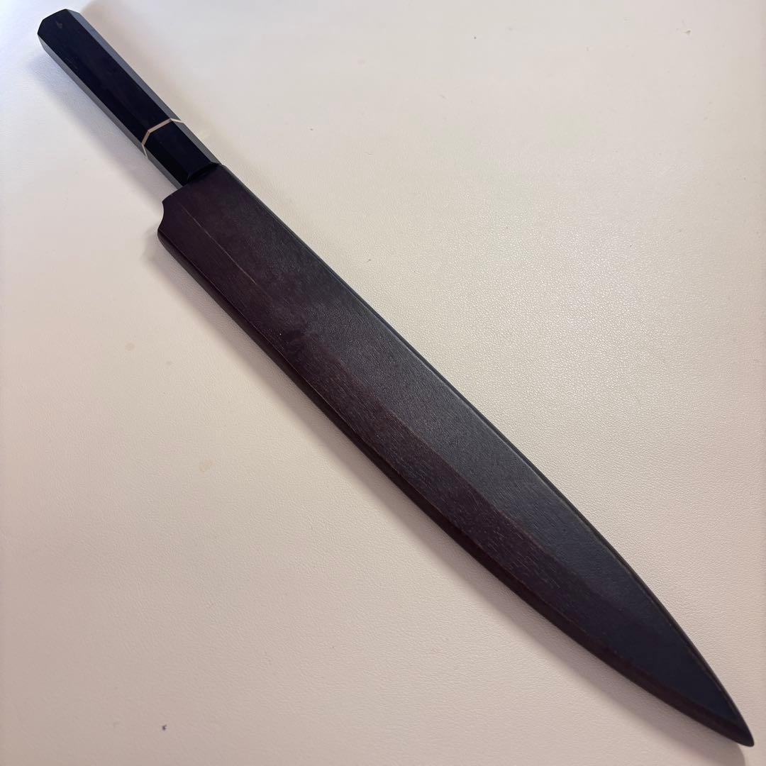 【鞘付き】 270mm柳刃包丁 鏡面　黒檀水牛八角柄 全鋼 和包丁'═ 鞘付き】 270mm柳刃包丁 鏡面 黒檀水牛八角柄 全鋼 和包丁´