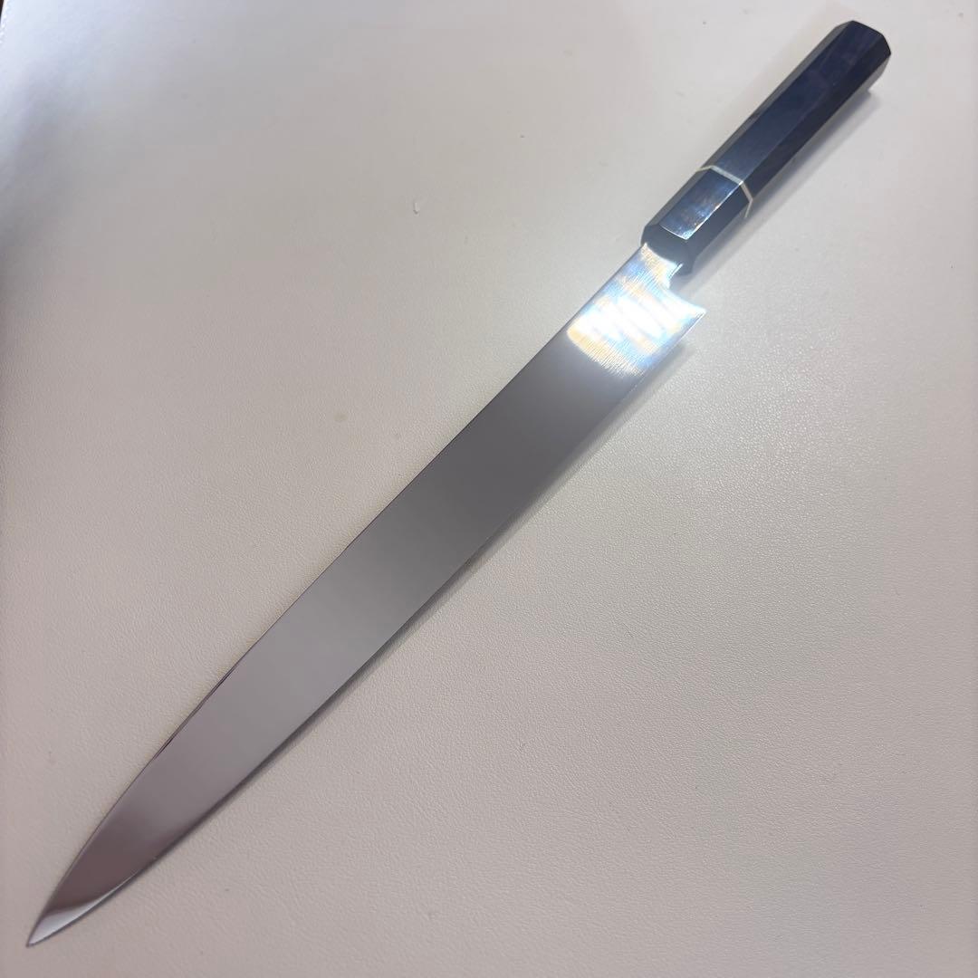 鞘付き】 270mm柳刃包丁 鏡面 黒檀水牛八角柄 全鋼 和包丁´