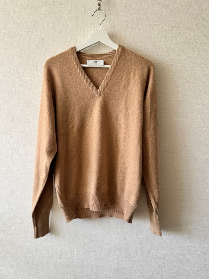 極美品✨バランタイン 英国製 カシミヤ100% Vネックニット キャメル 44