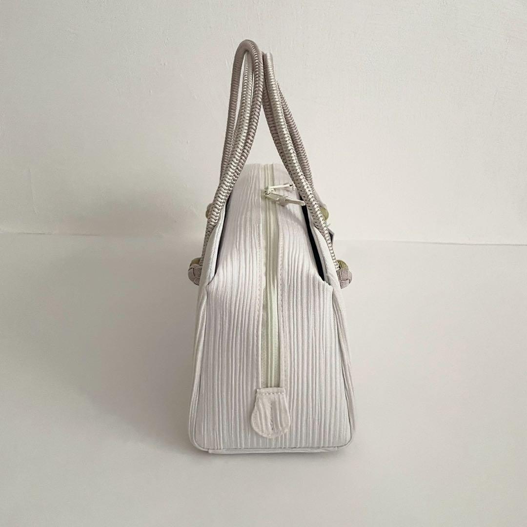 和装バッグ 横長 利休 バッグ 小田巻 淡い藤色 正絹 日本製 - メルカリ