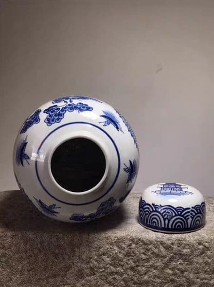 青花磁 竜紋 茶の缶 コレクション 工芸品 古美術品 時代物 置物中国