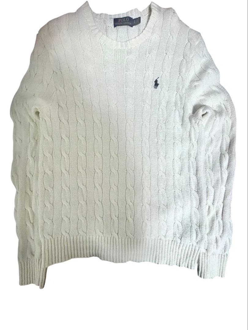 Polo Ralph Lauren ホワイト ケーブルニット S ポロ ラルフ ローレン POLO RALPH LAUREN ケーブルニット コットン