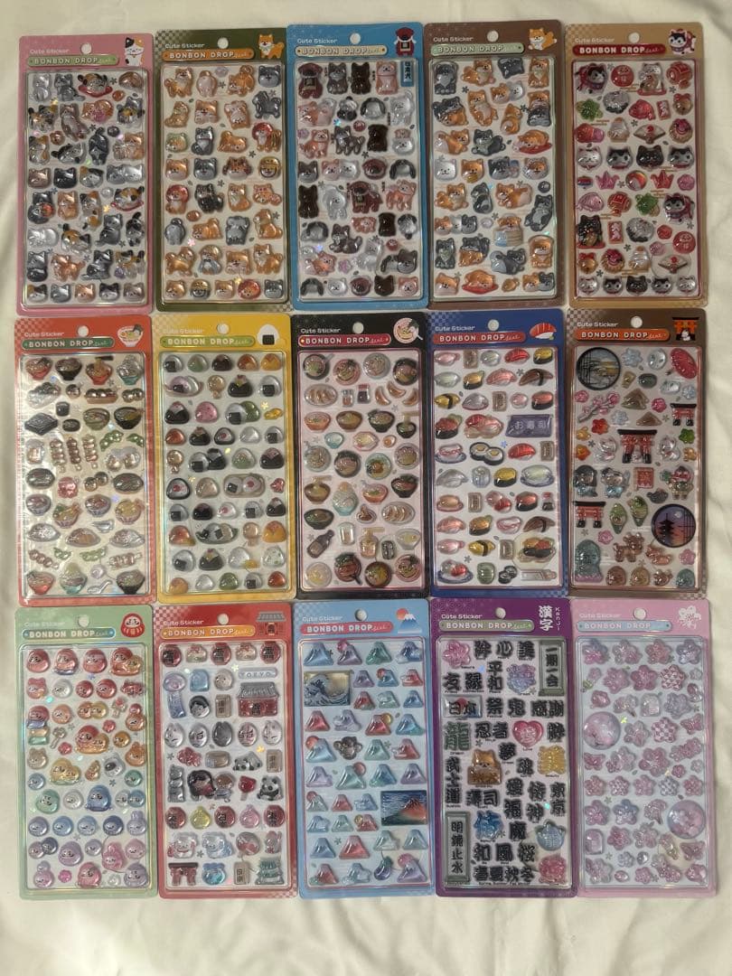 【新品未開封】和柄　ボンボンドロップシール15枚セット ボンボンドロップシールより和柄、churukiraシリーズなど全28柄が再販