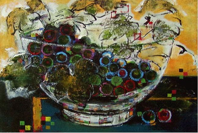 絵画 インテリア 額付(黒) 油絵 uF6-061203 静物 果物 ぶどう - メルカリ