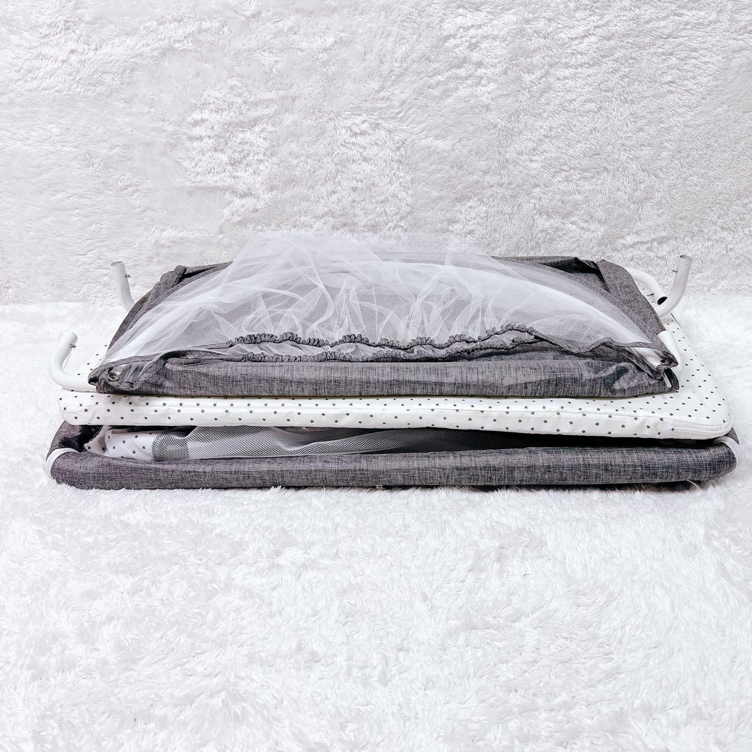 ベビーベッド 高さ調整可能 バウンサー 添い寝 折り畳み 蚊帳