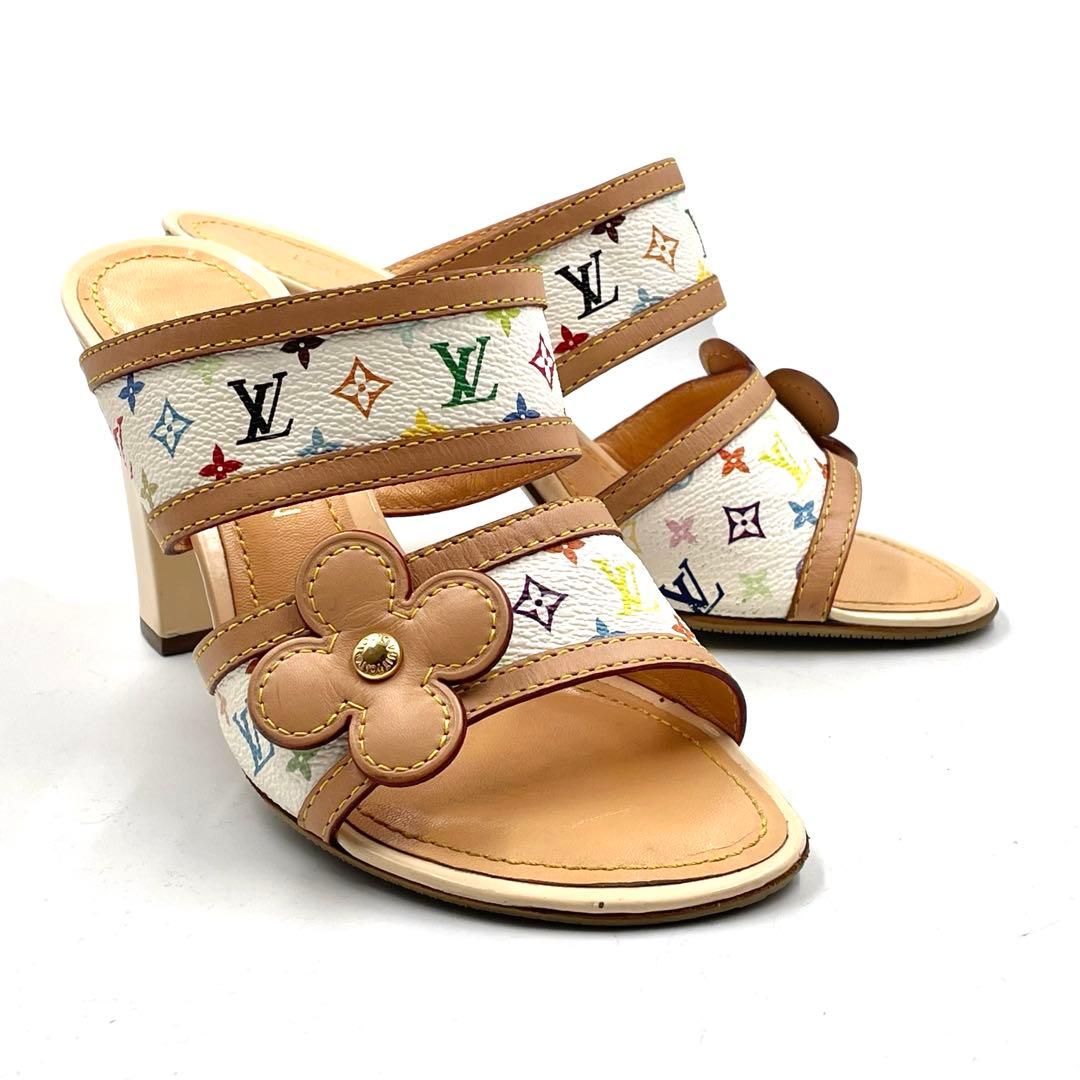 《超美品》ルイヴィトン サンダル パンプス モノグラム マルチカラー35 1/2
