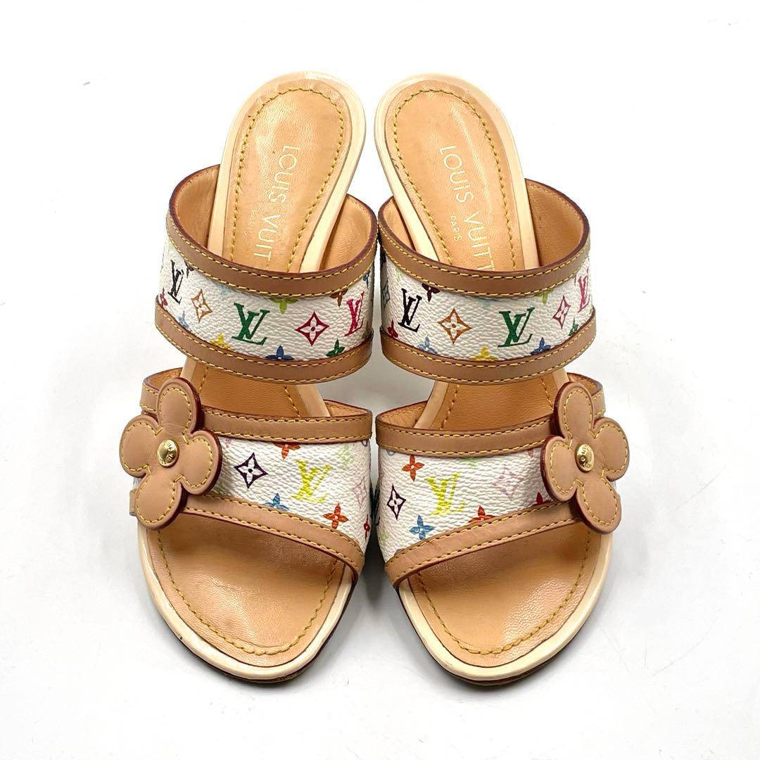 《超美品》ルイヴィトン サンダル パンプス モノグラム マルチカラー35 1/2