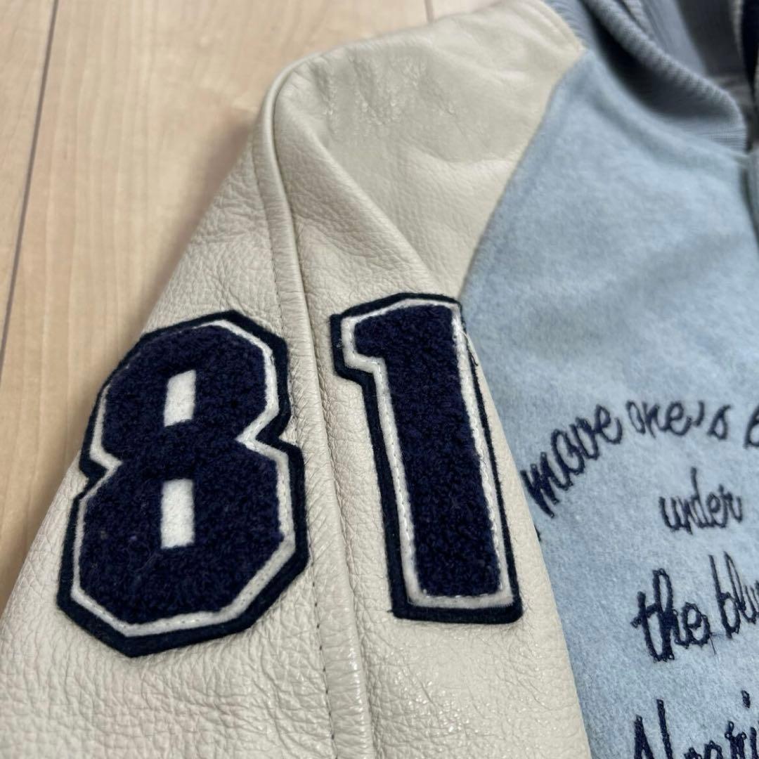 イーストボーイ 袖切替 ジャケット レザー 牛革 スタジャンワッペン