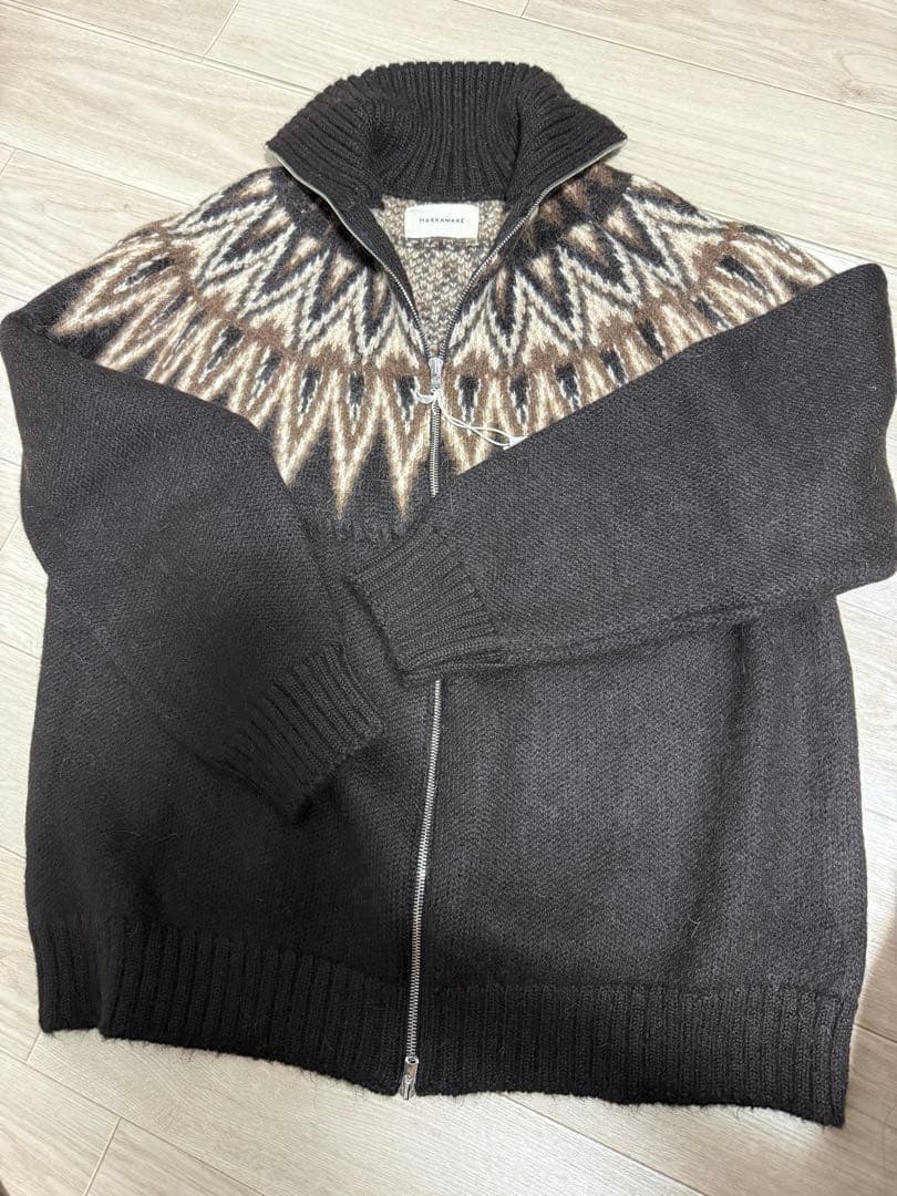 新品　MARKAWARE アルパカ100% ジップセーター　サイズ3 アルパカ100％ ハーフジップアップ スタンドカラーセーター