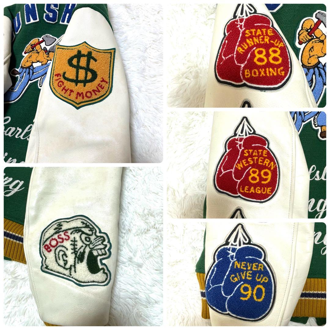 Whitesville スタジャン 38 M相当 袖レザー ボクシングモチーフ - メルカリ