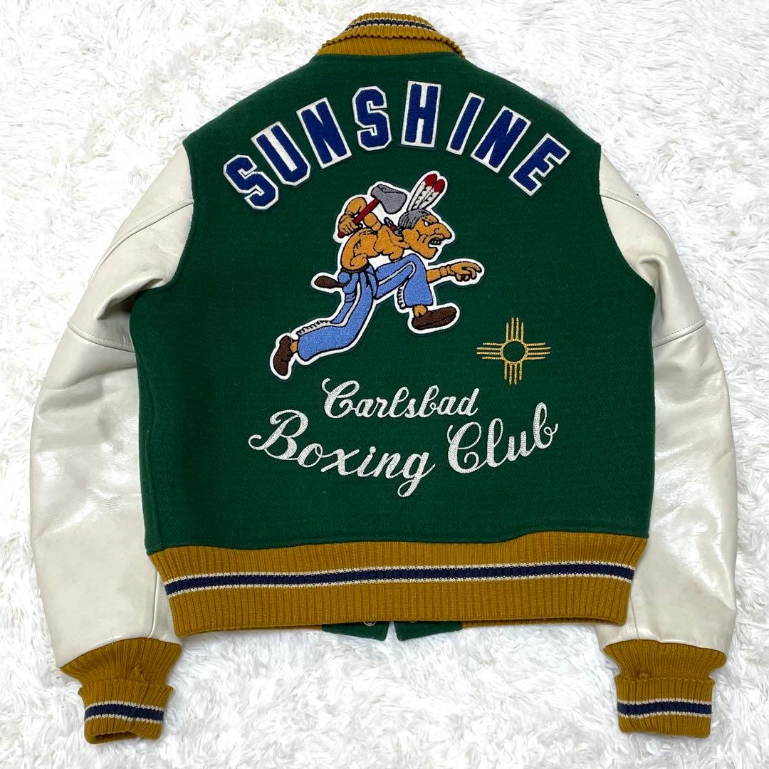 Whitesville スタジャン 38 M相当 袖レザー ボクシングモチーフ - メルカリ