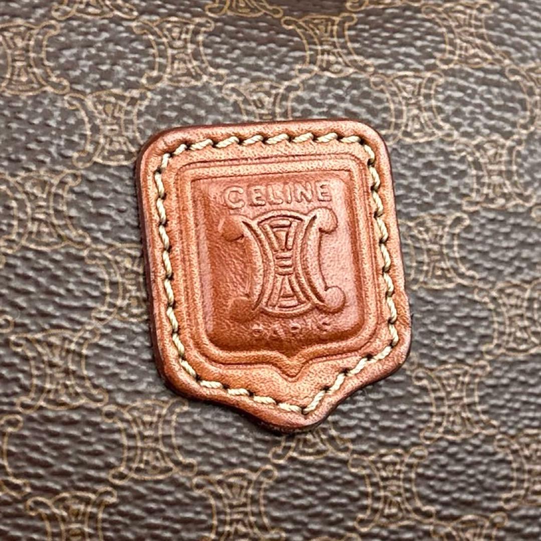 美品】セリーヌ ハンドバッグ トリオンフ マカダム柄 PVC 革 ブラウン