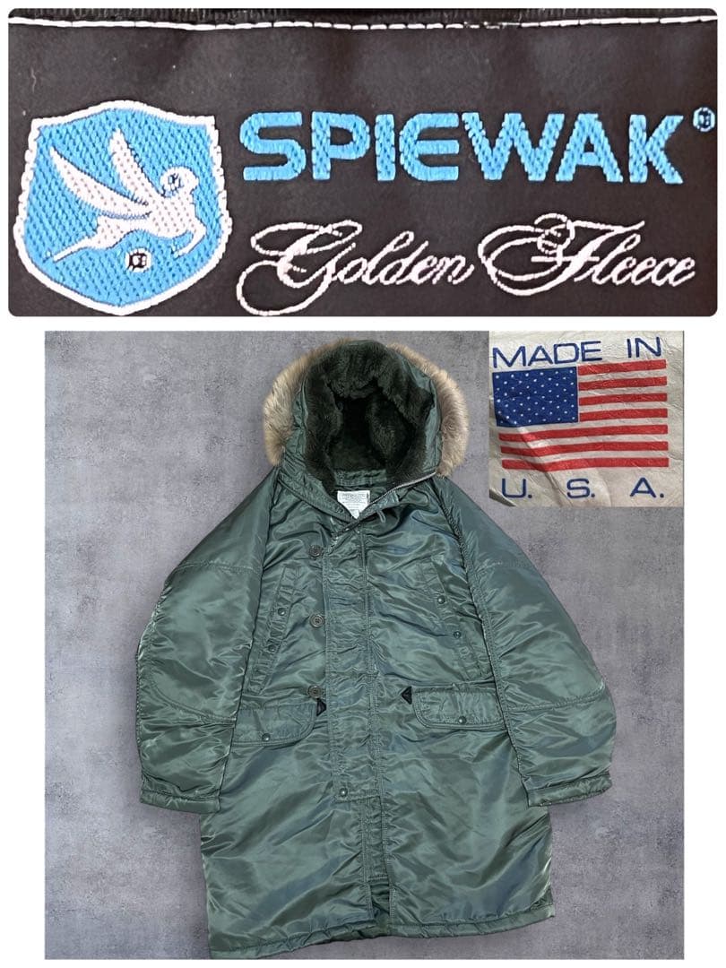 USA製　90s スピワックSPIEWAKセージグリーンN-3B 42 n3b SPIEWAKスピワック□良品 1990-2000s USA製 N-3B フライトジャケット