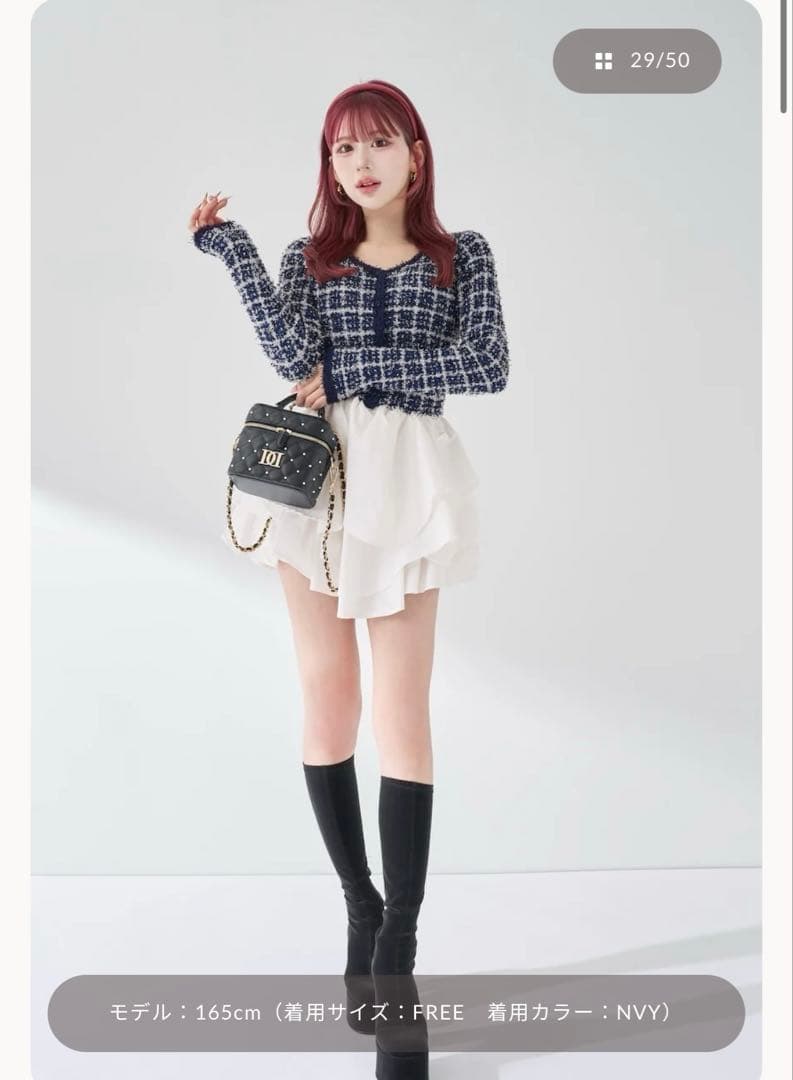 ボリュームフリルツイードニットミニワンピース ダーリッチ - メルカリ