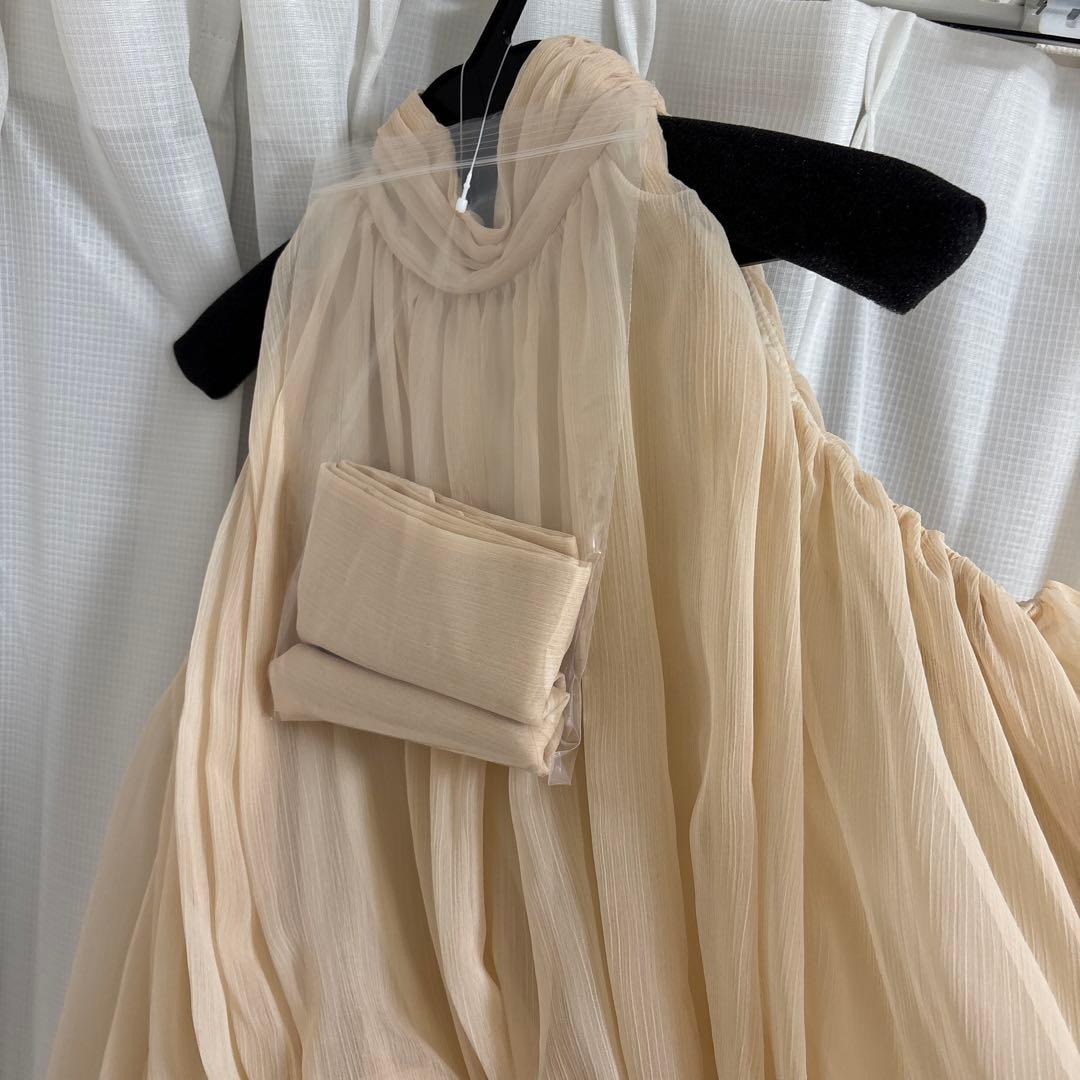 anuans シフォンボリュームブラウス ライトベージュ