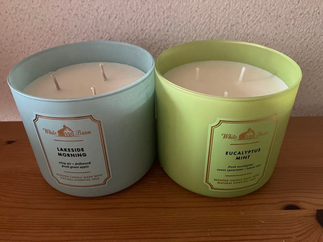 新品 キャンドル バスアンドボディーワークス 3芯 ユーカリ ミント 青