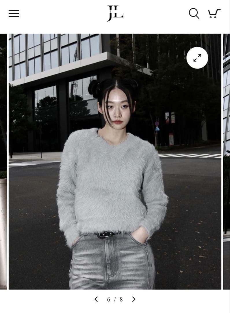 ジェントルイス Neck Pierce Shaggy Knit M グレー