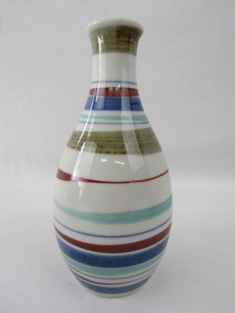 0213人間国宝 九谷焼 三代 柳雨軒 徳田八十吉 (正彦) 線文 酒器揃 ②