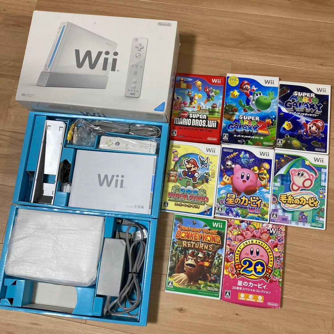動作確認済※Wii本体 おまけ ソフト8本 セット販売 箱・説明書付 - メルカリ