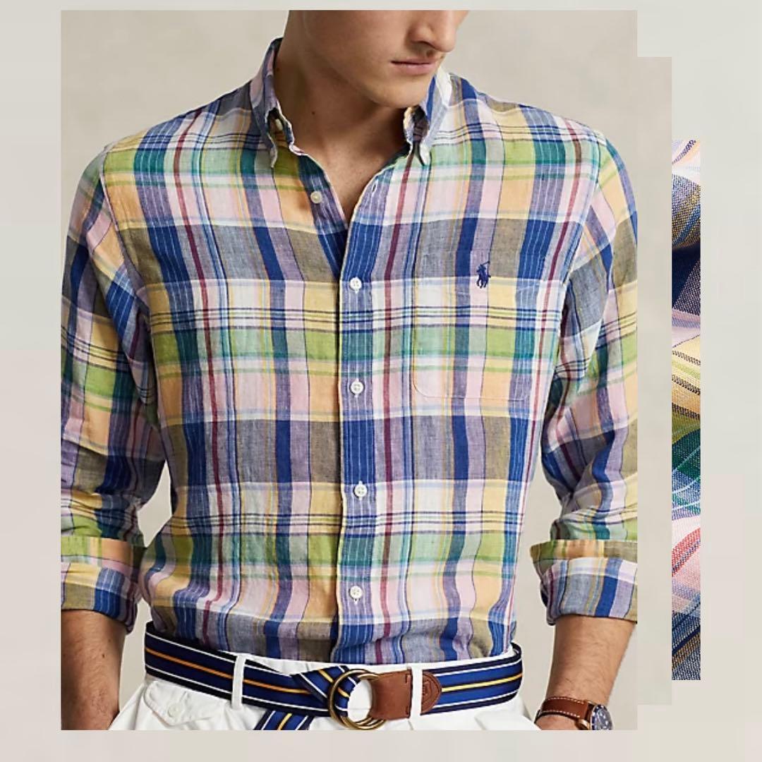未使用品◇現行 ラルフローレン マドラスチェック リネンシャツ - メルカリ