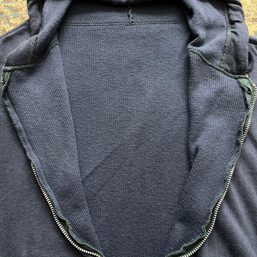 80s ダブルフェイス 裏サーマル ジップパーカー ネイビー ルーマニア