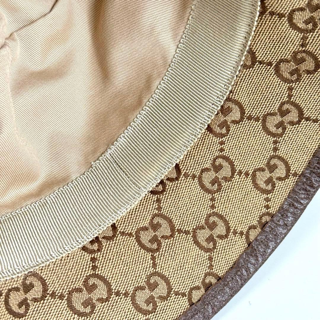ほぼ未使用】グッチ バケットハット GGキャンバス ブラウン Sサイズ 57