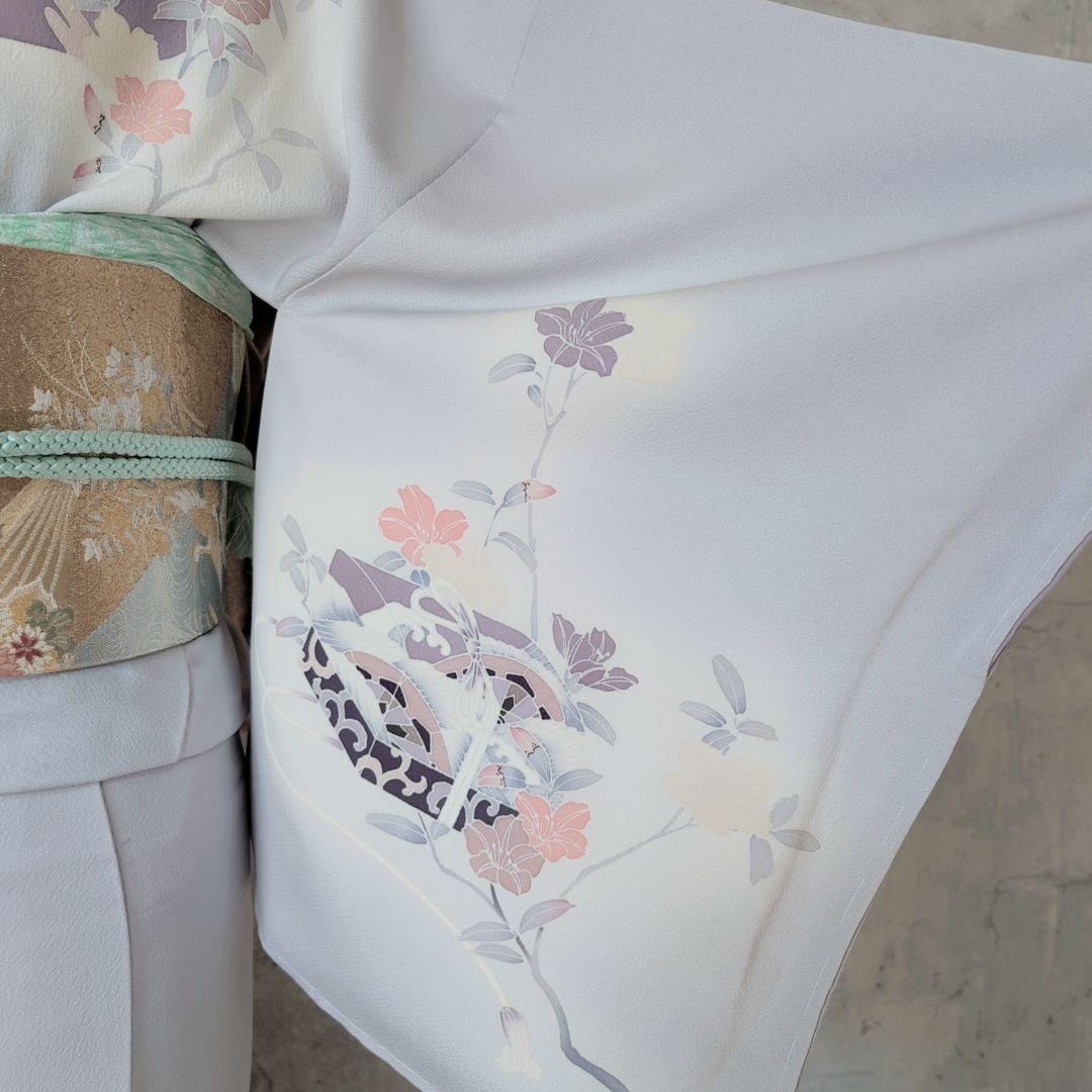 訪問着 フルセット 着物 正絹 友禅 玉手箱 花 しつけ糸 清楚 C2 - メルカリ