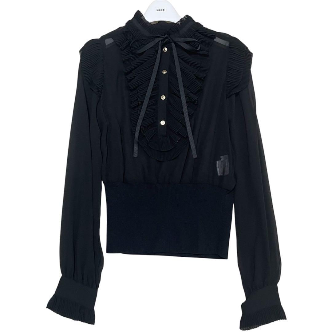 極美品✨Sov. ソブ　ギャザーフリルデザインブラウス　リボン　ブラック　黒 Sov. / ギャザーフリルデザインブラウス TOPS Night STORE | ダブル