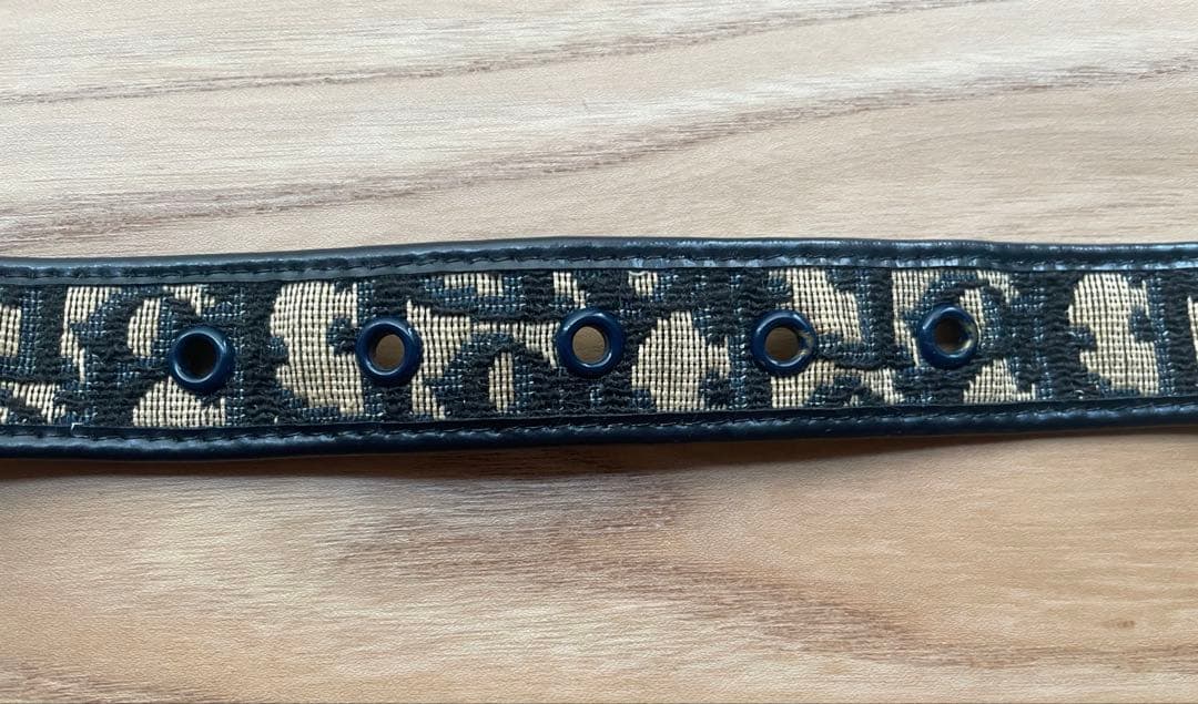 ディオール トロッター柄 ゴールドロゴバックル キャンバス×レザー