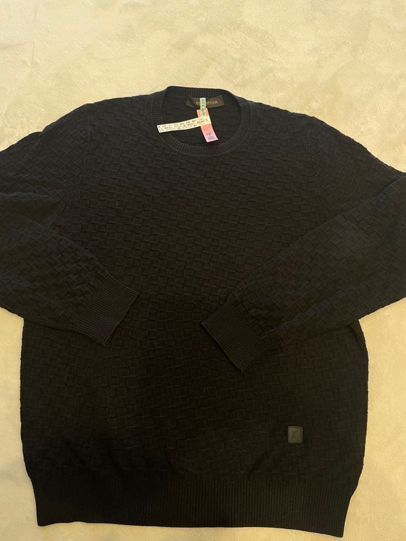LOUIS VUITTON ブラックダミエ柄　ニットセーター　　XL LOUIS VUITTON（ルイ・ヴィトン） ダミエ セーター ニット ブラック 黒