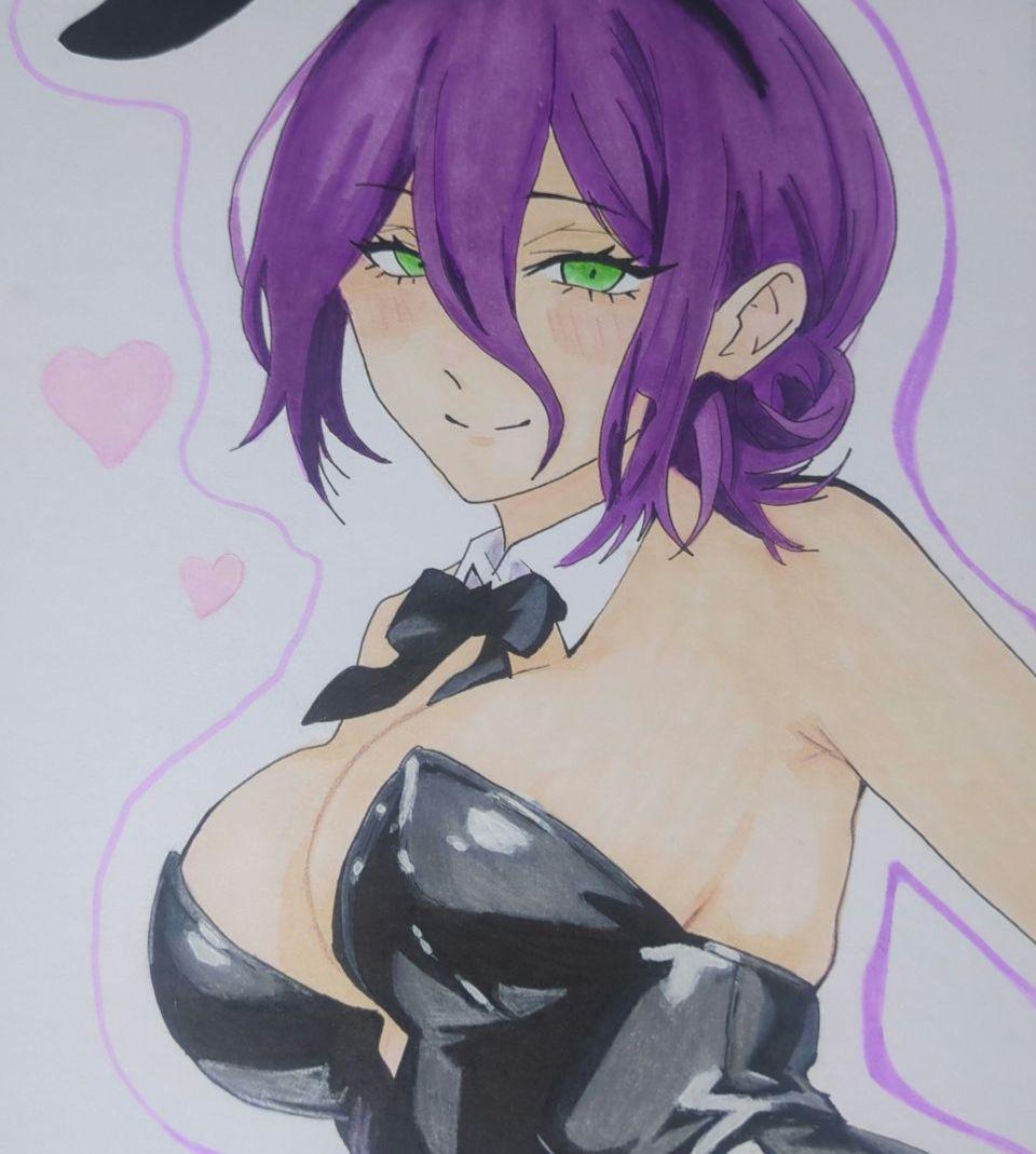 チェンソーマン レゼ 手描き イラスト 色紙 ファンアート - メルカリ