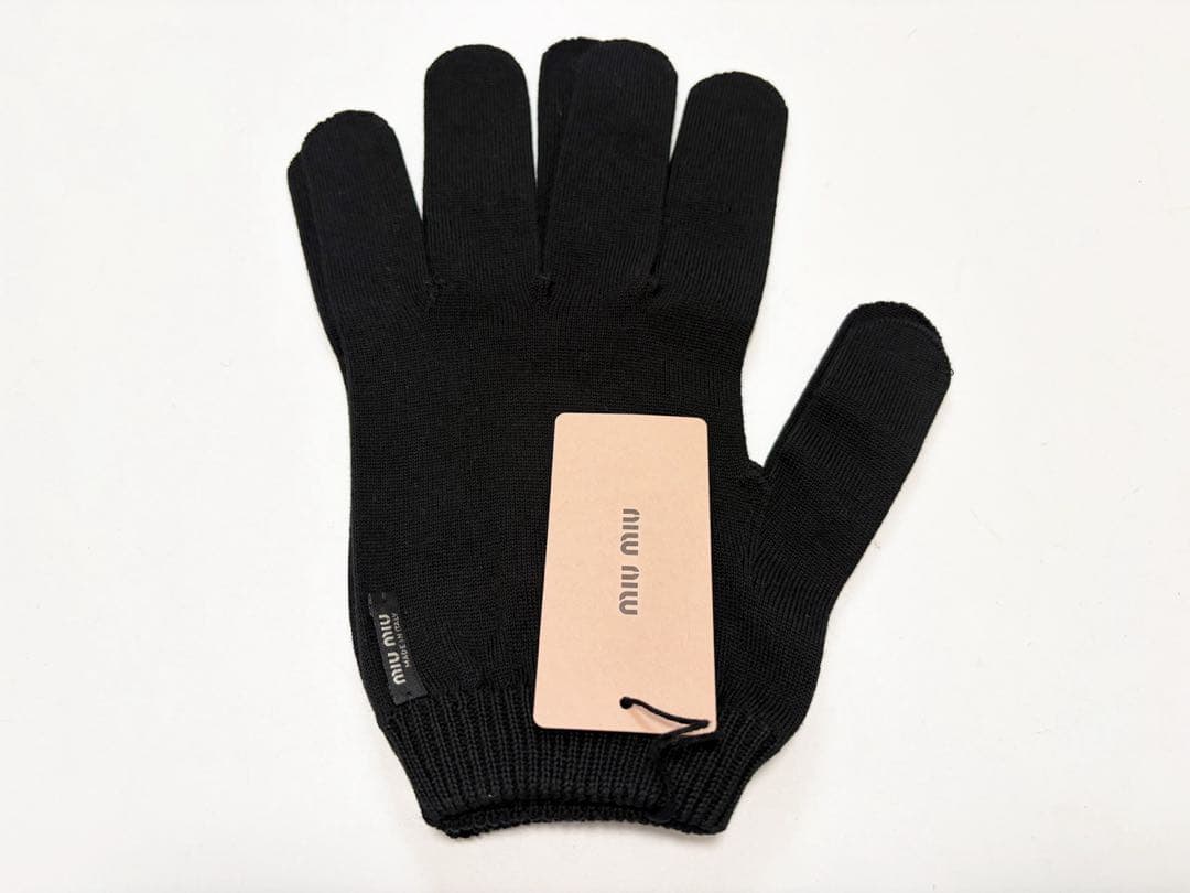 miumiu ミュウミュウ　手袋　黒　綿　 グローブ ブラック miu miu レザーグローブ 手袋 ミュウミュウ 黒 ブラック 革｜Yahoo