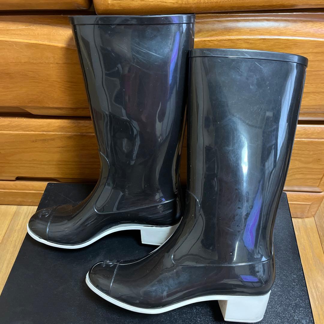 CHANEL シャネル レインブーツ 長靴 37 - メルカリ