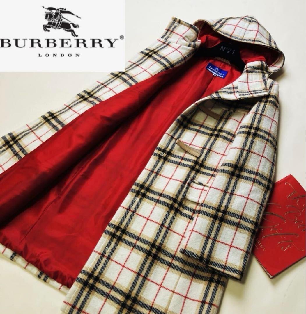 Burberry チェック柄 フード付き ダッフルコート ロングコート
