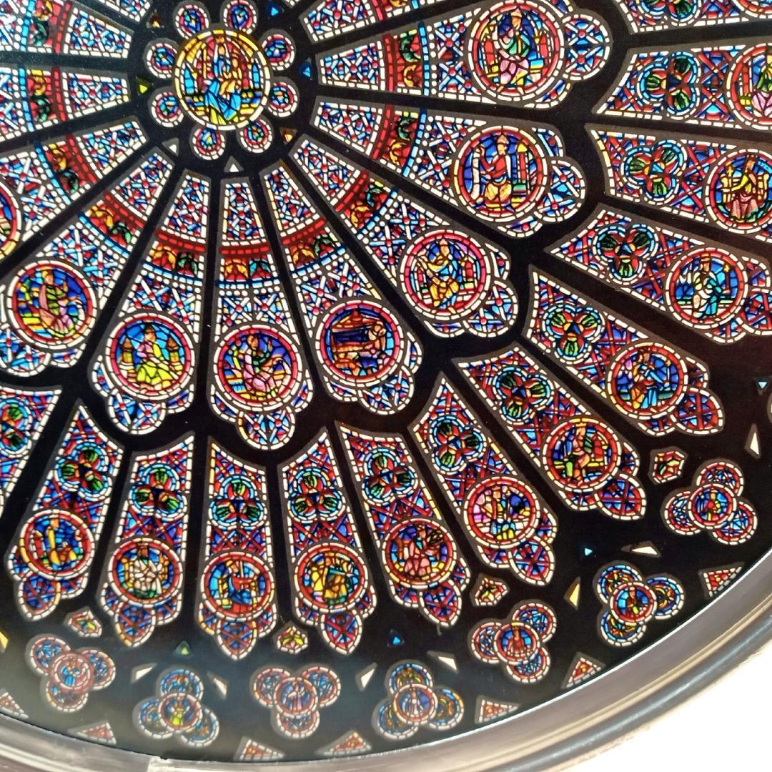 大判ノートルダム大聖堂(パリ)ステンドグラス 北のバラ窓 グラス