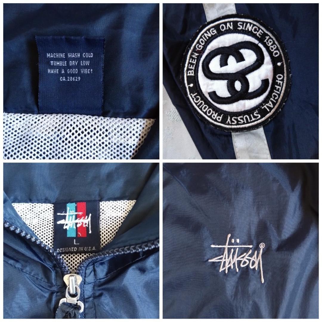 オールドステューシー stussy ナイロンジャケット 紺タグ L ネイビー
