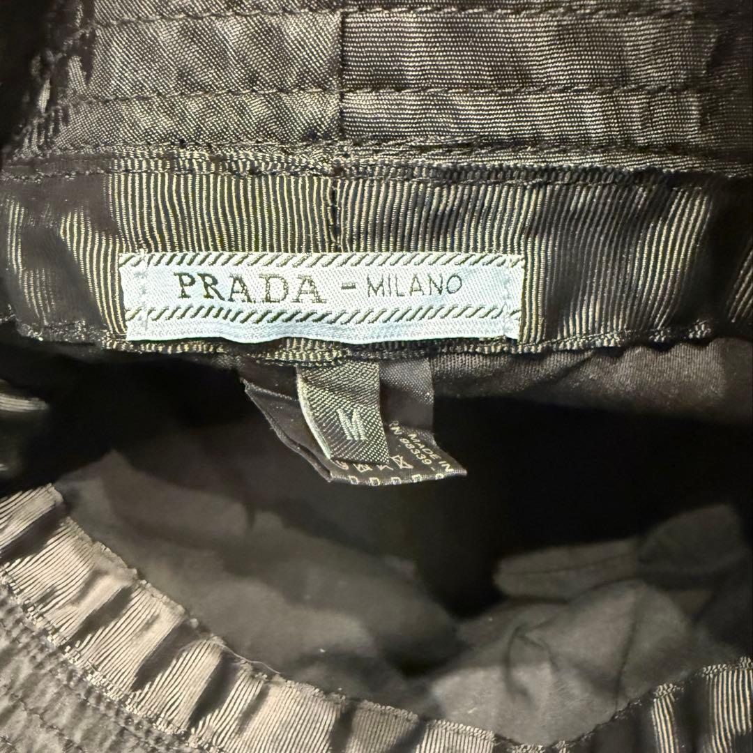 PRADA ブラック バケットハット M 帽子 プラダ ロゴ - メルカリ